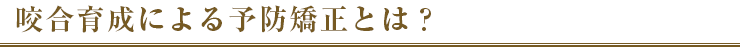 咬合育成による予防矯正とは？